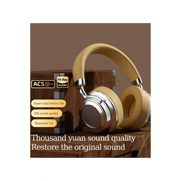 Metal Kulak Üstü Kablosuz Bluetooth Kulaklık Type-C Hızlı Şarj Bluetooth 6.0 Hybrid Anc Özellikli