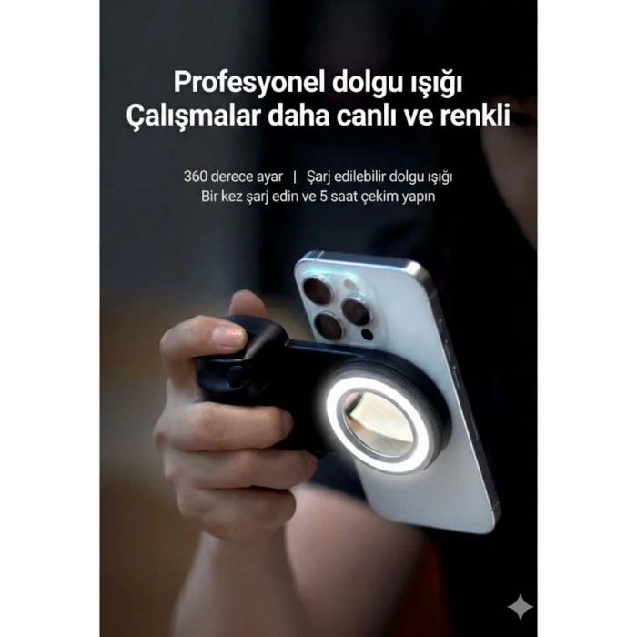 Bluetooth Manyetik Telefon Yapıştırma Kavrama Halka Dolgu Işığı ile Magsafe Selfie Klips