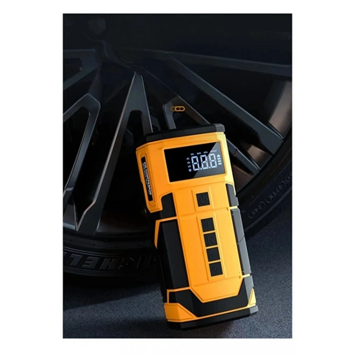 8000 Mah Taşnabilir Dijital Ekranlı Araç Akü Takviyeli,Powerbank,Işıklı Oto Hava Kompresörü