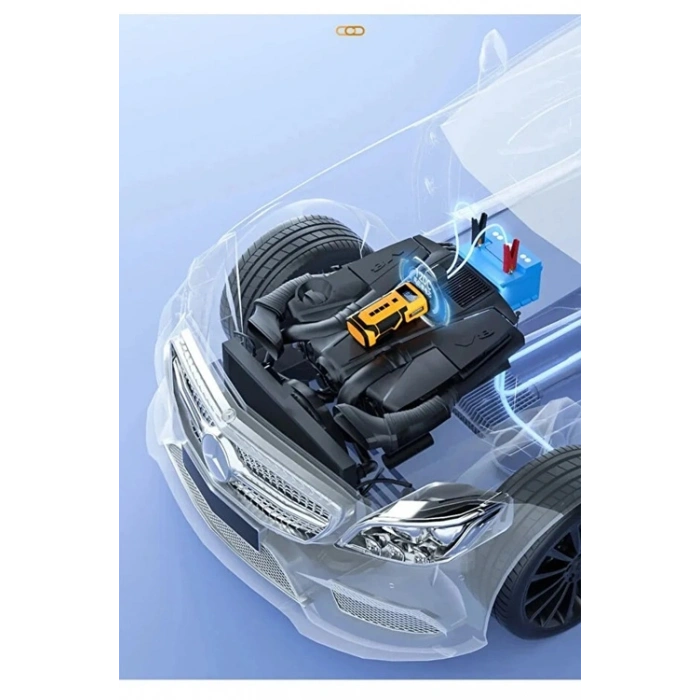 8000 Mah Taşnabilir Dijital Ekranlı Araç Akü Takviyeli,Powerbank,Işıklı Oto Hava Kompresörü