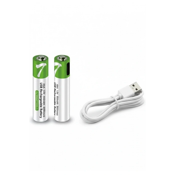 Type-C Şarjlı 800MWH 1.5V Şarj Edilebilir 2li AAA İnce Pil - Lityum Iyon Batarya