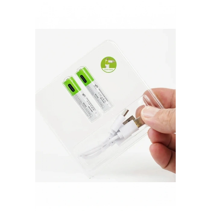 Type-C Şarjlı 800MWH 1.5V Şarj Edilebilir 2li AAA İnce Pil - Lityum Iyon Batarya