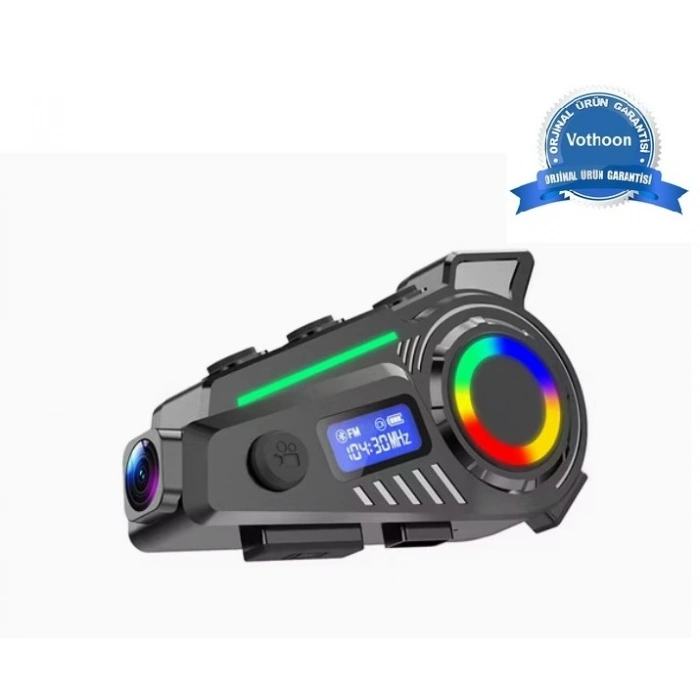 K19 Motosiklet Kask Bluetooth Kulaklık Kamera Su Geçirmez Intercom Radyolu hafıza kart