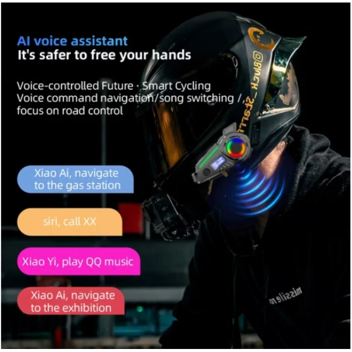 K19 Motosiklet Kask Bluetooth Kulaklık Kamera Su Geçirmez Intercom Radyolu hafıza kart