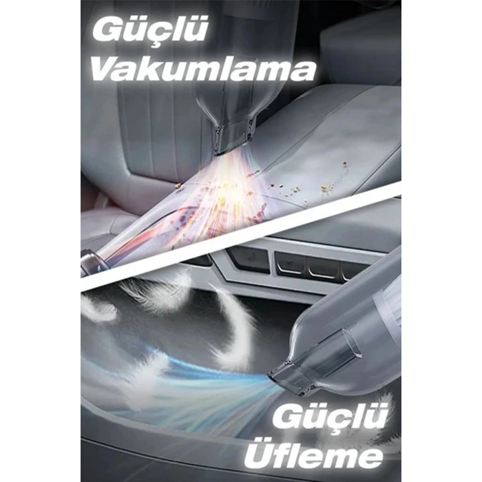 Kablosuz Taşınabilir Araç İçi El Süpürgesi 17000PA Güçlü Vakum 4’ü 1 Arada Çok Amaçlı Temizlik