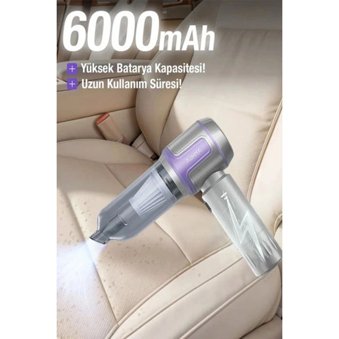 Kablosuz Taşınabilir Araç İçi El Süpürgesi 17000PA Güçlü Vakum 4’ü 1 Arada Çok Amaçlı Temizlik