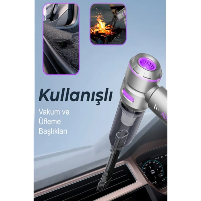 Kablosuz Taşınabilir Araç İçi El Süpürgesi 17000PA Güçlü Vakum 4’ü 1 Arada Çok Amaçlı Temizlik