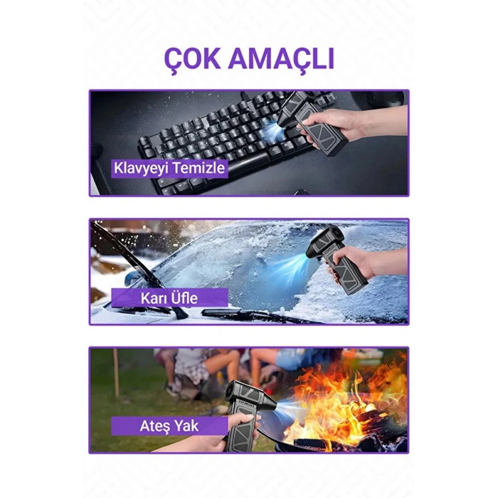 Mini Turbo Fan 130.000 RPM Şarjlı 8000 Mah Batarya Taşınabilir Elektrikli Hava Üfleyici Kompresörü