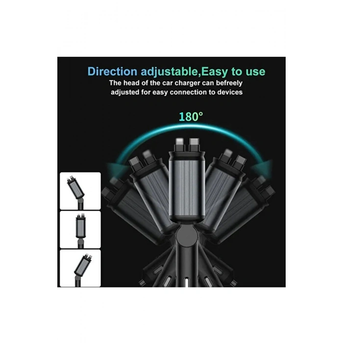 Led Işık Tavan Aydınlatmalı 66W 41 Çift Kablolu Hızlı Şarj 3.4A Araç İçi Çakmaklık Şarj Aleti