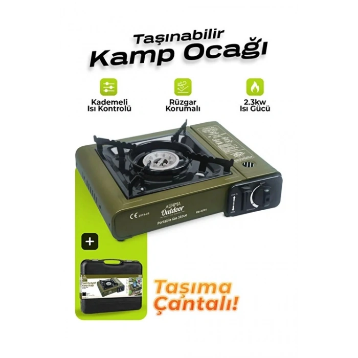 Portatif Kamp Ocağı 2.3kW | Taşınabilir Tekli Gazlı Ocak | Rüzgar Geçirmez
