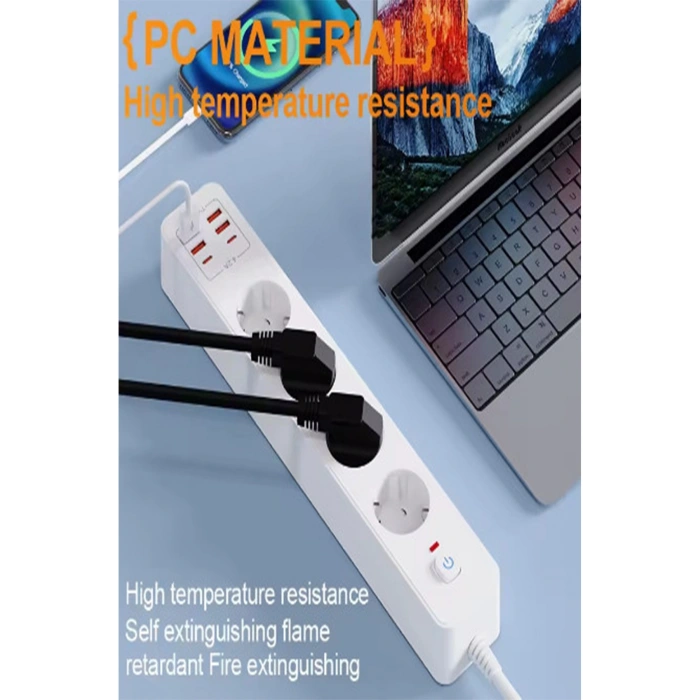 Termal Akım Korumalı 4lü Priz 4x USB 2x Type-C Çıkışlı Grup Priz Çoğaltıcı (3500W)
