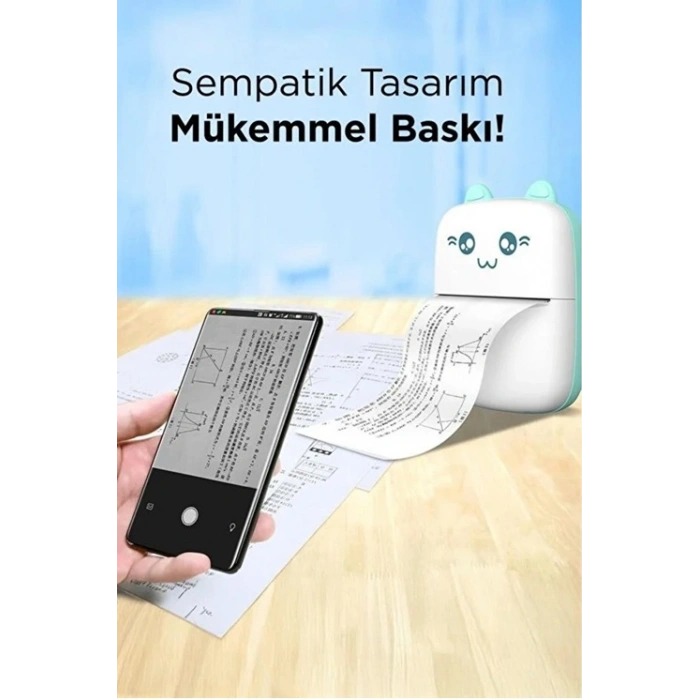 Mini Fotoğraf Yazıcı Kablosuz Etiket Yazıcı Baskı Makinesi Ios Android Uyumlu Termal Printer Pembe