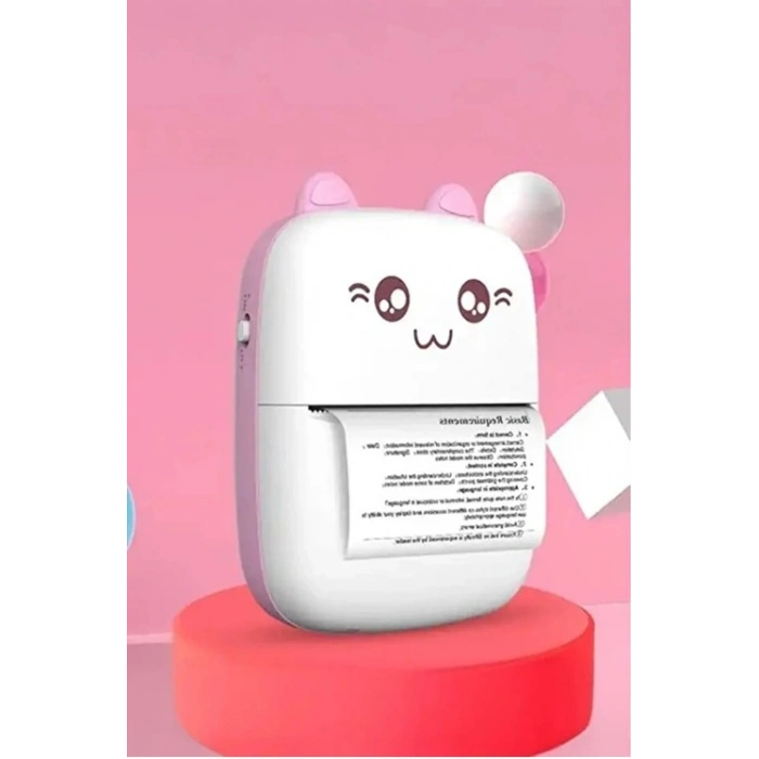 Mini Fotoğraf Yazıcı Kablosuz Etiket Yazıcı Baskı Makinesi Ios Android Uyumlu Termal Printer mavi