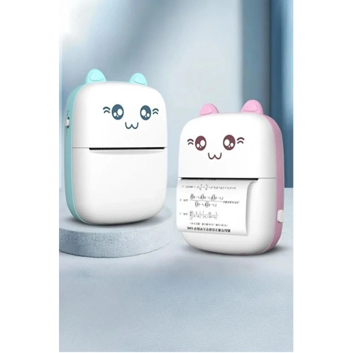 Mini Fotoğraf Yazıcı Kablosuz Etiket Yazıcı Baskı Makinesi Ios Android Uyumlu Termal Printer mavi