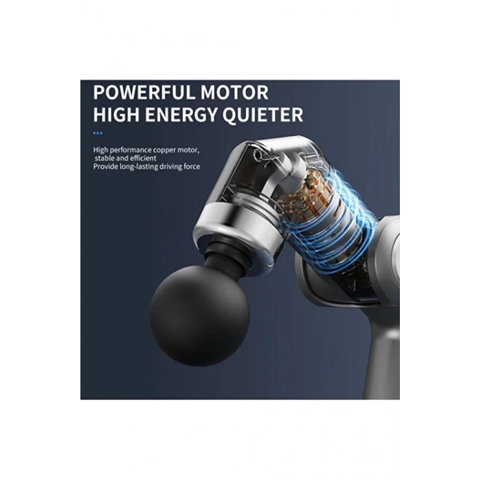 Uzun Saplı Masaj Tabancası Derin Doku Kas Masaj Aleti 6 Başlıklı Şarjlı Profesyonel 6 Kademe