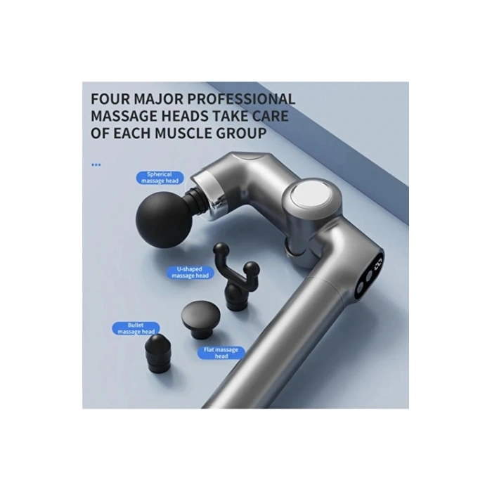 Uzun Saplı Masaj Tabancası Derin Doku Kas Masaj Aleti 6 Başlıklı Şarjlı Profesyonel 6 Kademe