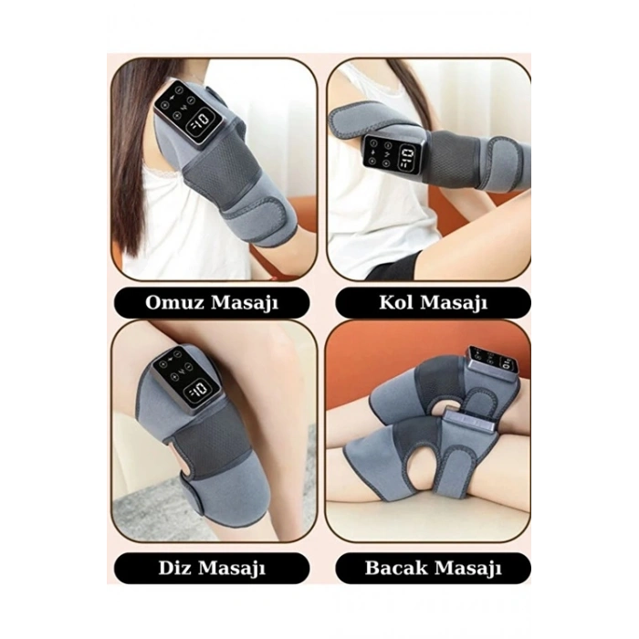 2 Adet Şarjlı Isıtmalı Diz Masaj Aleti – Titreşimli Fizyoterapi Dizlik | Diz Omuz Kol Bacak
