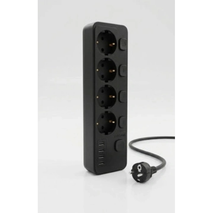 Akım Korumalı 4’lü Priz 2xUSB 2xType-C Çıkış Yüksek Gerilim Koruma Priz Çoğaltıcı