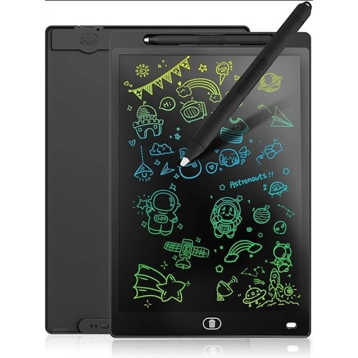 20 Inc Renkli Lcd Grafik Dijital Kalemli Çizim Tableti Yazı Tahta Not Yazma Eğitim Tableti Siyah