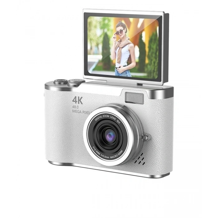 4K Dijital Retro Video Kamera 48MP 18X Zoom Flaşlı (32GB) Kart Dijital Vlog Fotoğraf Makinesi TÜRKÇE