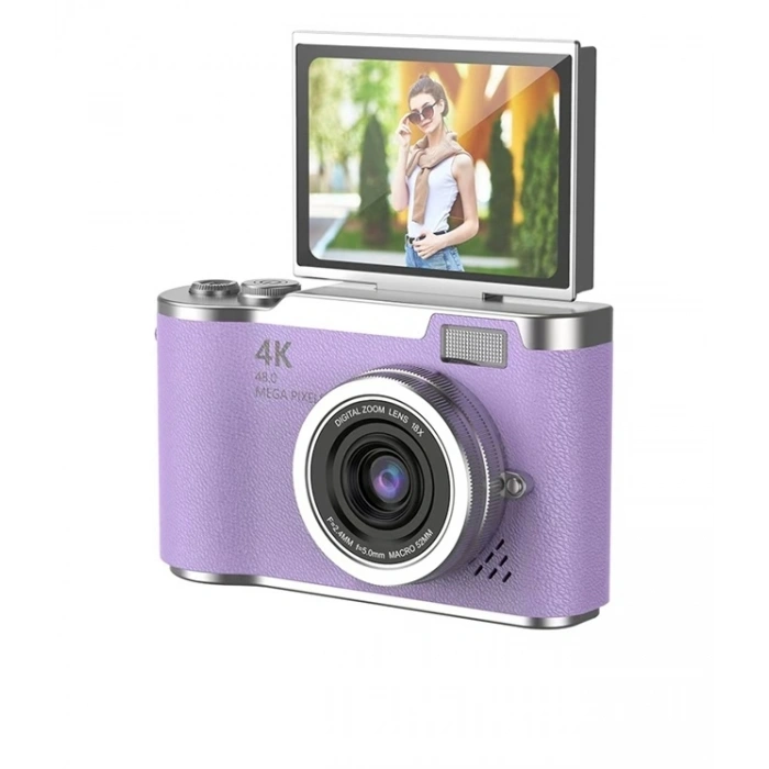 4K Dijital Retro Video Kamera 48MP 18X Zoom Flaşlı (32GB) Kart Dijital Vlog Fotoğraf Makinesi TÜRKÇE