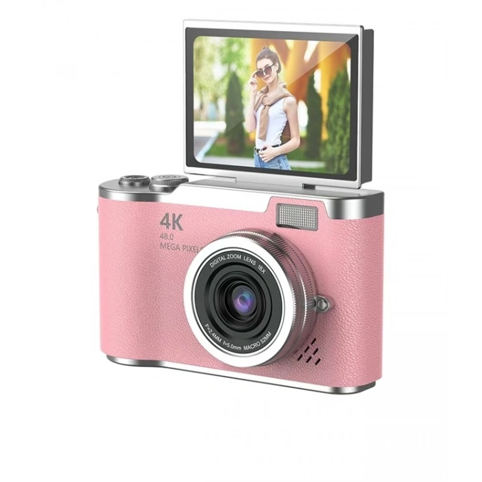 4K Dijital Retro Video Kamera 48MP 18X Zoom Flaşlı (32GB) Kart Dijital Vlog Fotoğraf Makinesi TÜRKÇE