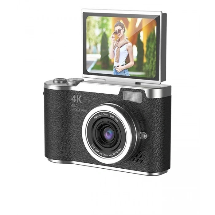 4K Dijital Retro Video Kamera 48MP 18X Zoom Flaşlı (32GB) Kart Dijital Vlog Fotoğraf Makinesi TÜRKÇE