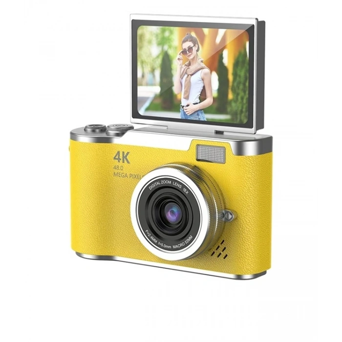 4K Dijital Retro Video Kamera 48MP 18X Zoom Flaşlı (32GB) Kart Dijital Vlog Fotoğraf Makinesi TÜRKÇE