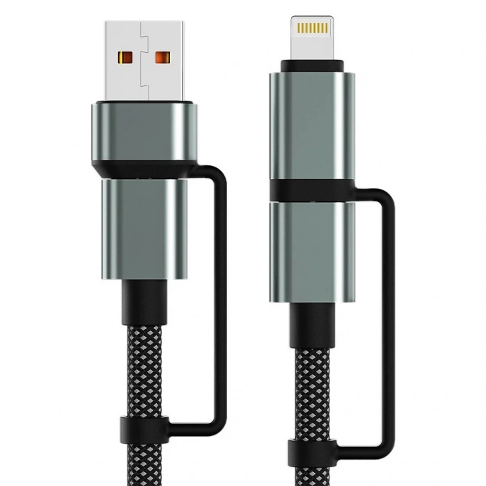 4ü 1 Arada 100W Akıllı Tasarım Yüksek Dayanıklılık Çoklu Uyumlu Örgülü Hızlı Şarj Kablosu