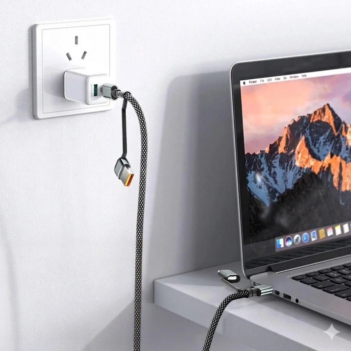 4ü 1 Arada 100W Akıllı Tasarım Yüksek Dayanıklılık Çoklu Uyumlu Örgülü Hızlı Şarj Kablosu