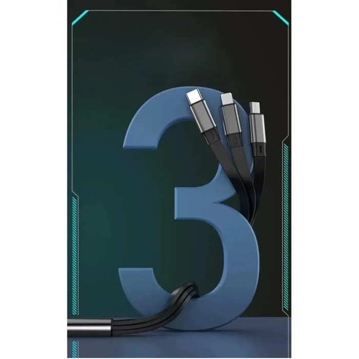 100W Geri Çekilebilir Makaralı Çoklu Şarj Kablosu Alüminyum Kutu Lightning Micro Type-C Şarj Kablosu