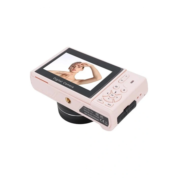 5K 75MP 18X Zoom Flaşlı 3” Flip Ekranlı Türkçe 64GB Kart Dijital Vlog Fotoğraf Makinesi