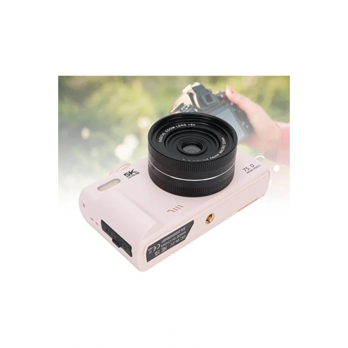 5K 75MP 18X Zoom Flaşlı 3” Flip Ekranlı Türkçe 64GB Kart Dijital Vlog Fotoğraf Makinesi