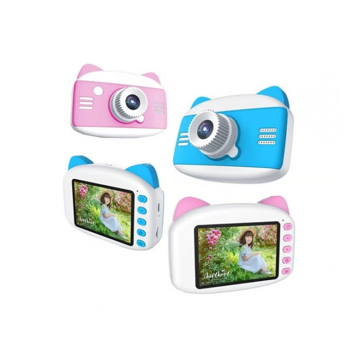 X900 Dijital Çocuk Fotoğraf Makinesi Selfie Kamera 3.5 İnç Dijital Çocuk Kamerası 1080p (Mavi)