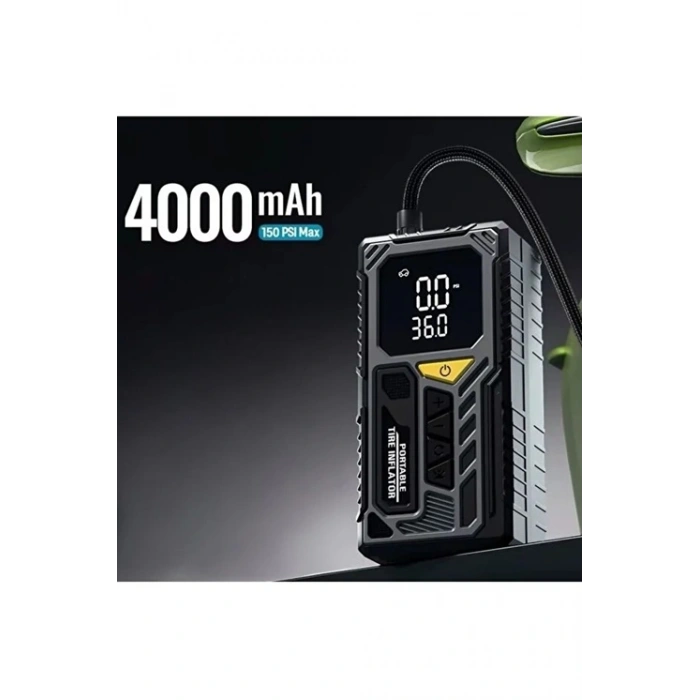 4000mAh Hava Kompresörü Powerbank Özellikli Kompresör Araba Bisiklet Top Lastik Şişirme Pompası
