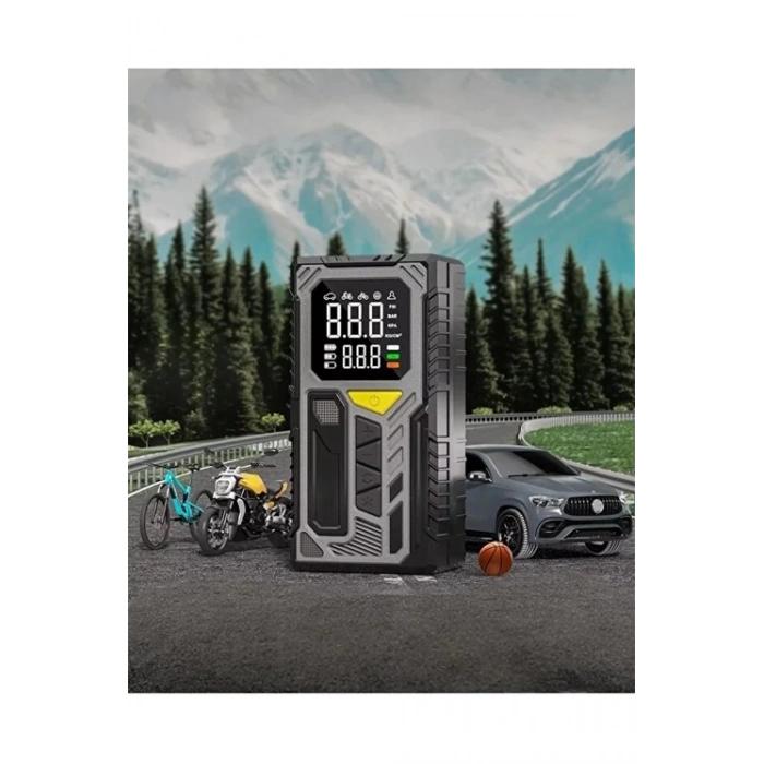 4000mAh Hava Kompresörü Powerbank Özellikli Kompresör Araba Bisiklet Top Lastik Şişirme Pompası