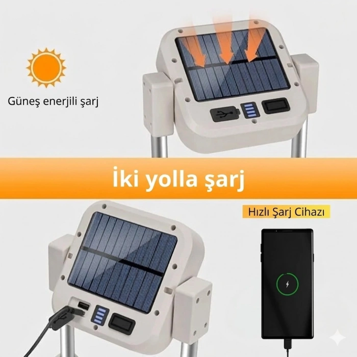 Katlanabilir Çok İşlevli Kamp Lambası - Her Ortama Uyum Sağlayan Güçlü 4 Modlu Aydınlatma