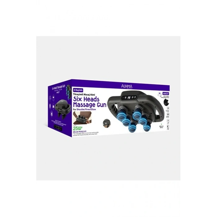 9 Kademeli Şarjlı Titreșimli Masaj Tabancası 6 Başlıklı / 25W 1800 Mah