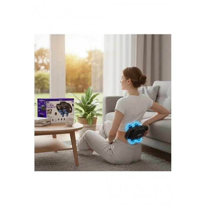 9 Kademeli Şarjlı Titreșimli Masaj Tabancası 6 Başlıklı / 25W 1800 Mah