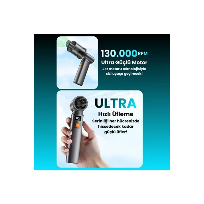 Violent Turbo Jet Fan Süpürge Özellikli 130000RPM Ultra Güçlü Motor Güçlü Vakum 4000MAH Bataryalı F1