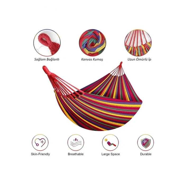 Çift Kişilik XL 260x150cm Kolay Kurulabilir Kanvas Hamak Çantalı