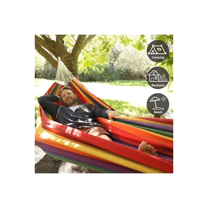 Çift Kişilik XL 260x150cm Kolay Kurulabilir Kanvas Hamak Çantalı