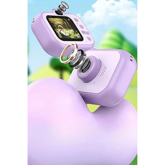 Dijital Fotoğraf Makinesi Çocuk Mini 1080p Hd Kamera Selfie Tripodlu Ön Arka Kamera Fotoğraf Makinesi