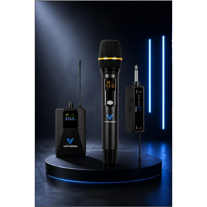 Wireless Mikrofon Sistemi UHF Kablosuz El Mikrofonu Profesyonel Ses Performansı 50 mt menzil
