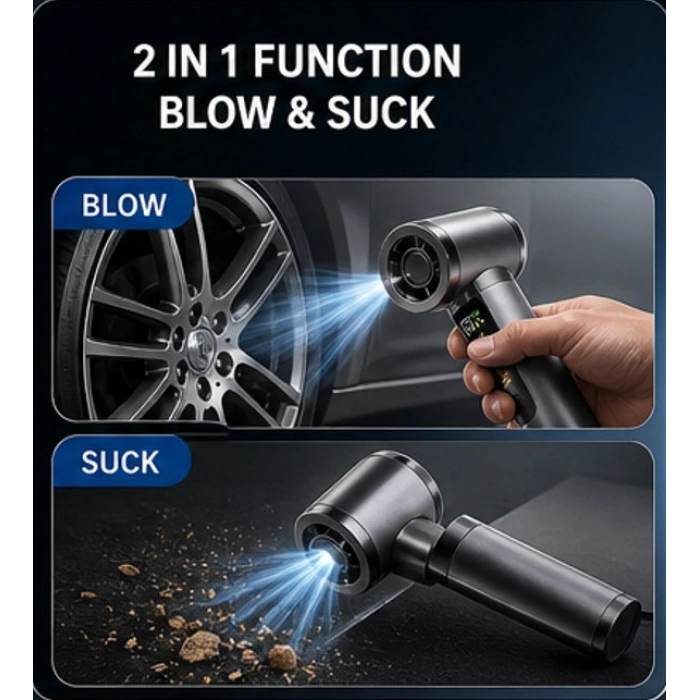 Multifonksiyonel Hava Üfleyici 130.000 RPM | Çift Bataryalı Güçlü Mini Blower & Vakum