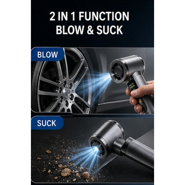Multifonksiyonel Hava Üfleyici 130.000 RPM | Çift Bataryalı Güçlü Mini Blower & Vakum