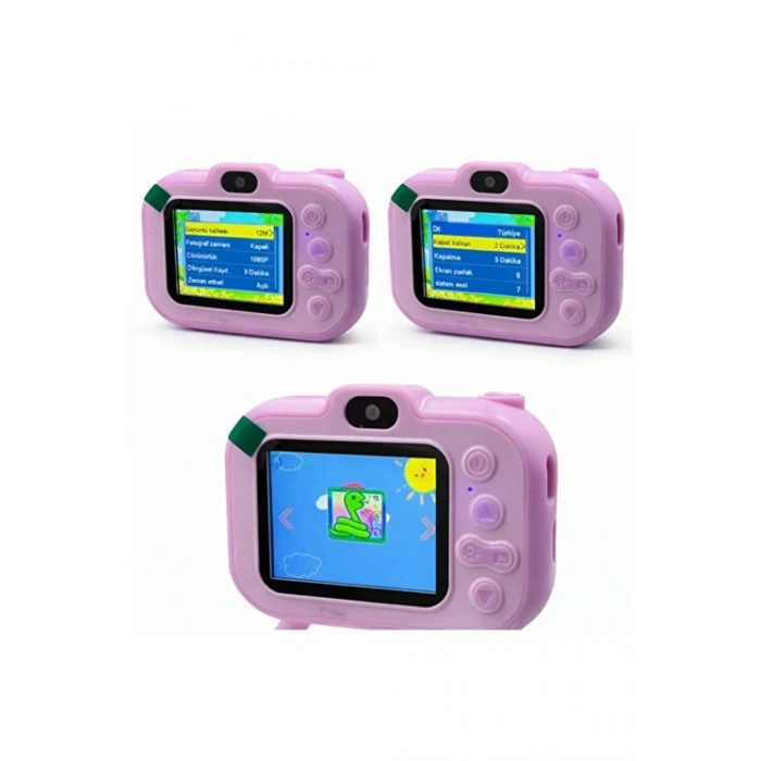 Dijital Fotoğraf Makinesi Çocuk Mini 1080p Hd Kamera Selfie Tripodlu Ön Arka Kamera Fotoğraf Makinesi