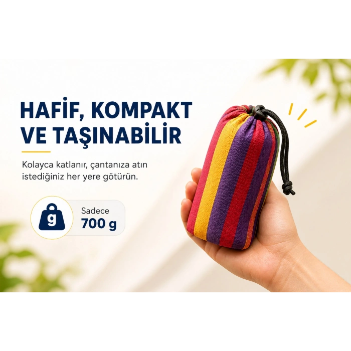 Çift Kişilik Hamak 260X150 Cm Kolay Kurulabilir Bahçe Balkon Kamp Salıncak Hamak Çantalı
