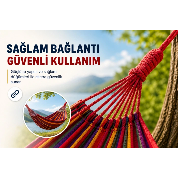 Çift Kişilik Hamak 260X150 Cm Kolay Kurulabilir Bahçe Balkon Kamp Salıncak Hamak Çantalı