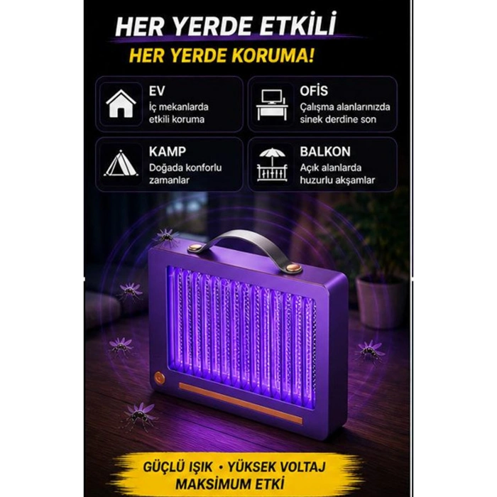 Elektrikli Sinek Öldürücü Lamba | Şarjlı, Sessiz, LED Işıklı Etkili Koruma
